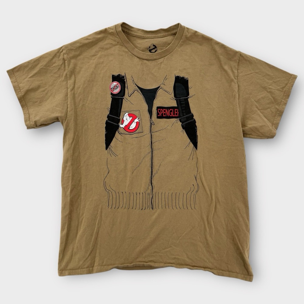Ghostbusters‎ Shirt Mens Large Spengler Costume Proton Pack Graphic Brown Cotton